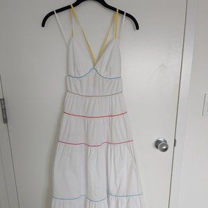 Staud Cleo Rainbow Trim Dress Midi XS